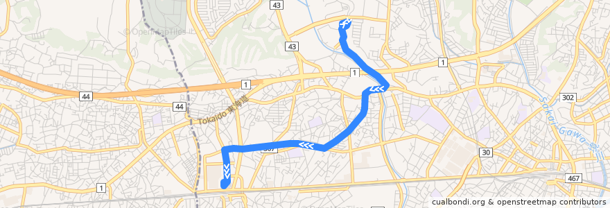 Mapa del recorrido 辻堂31系統 de la línea  en 藤澤市.