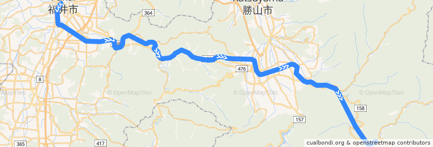 Mapa del recorrido Etsumi-Hoku train de la línea  en Prefettura di Fukui.