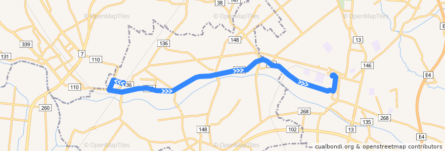 Mapa del recorrido 黒石〜川部線 de la línea  en 青森県.