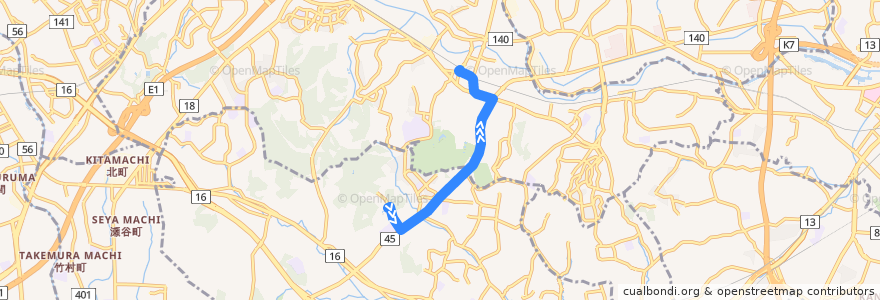Mapa del recorrido 136: よこはま動物園 → 中山駅 de la línea  en یوکوهاما.