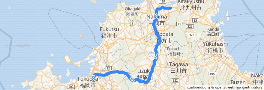 Mapa del recorrido JR福北ゆたか線 de la línea  en 福冈县.