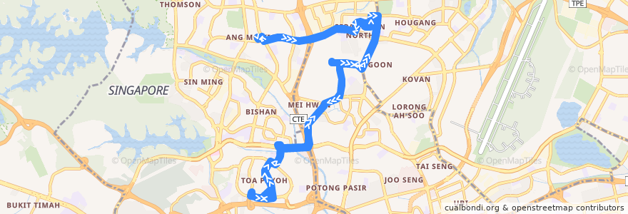 Mapa del recorrido Svc 73 (Ang Mo Kio Interchange => Ang Mo Kio Interchange) de la línea  en Singapura.