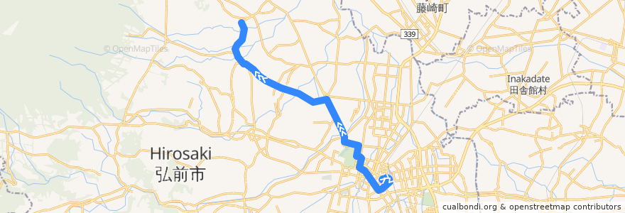 Mapa del recorrido 船沢線 de la línea  en 弘前市.