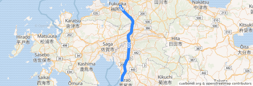 Mapa del recorrido JR鹿児島本線 de la línea  en Fukuoka Prefecture.