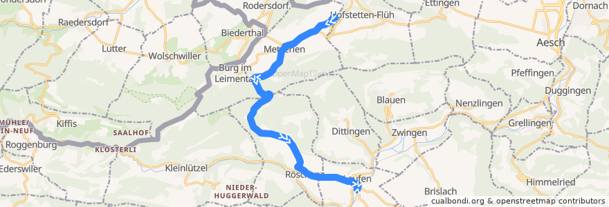 Mapa del recorrido Bus 113: Mariastein, Klosterplatz => Laufen, Bahnhof de la línea  en Switzerland.