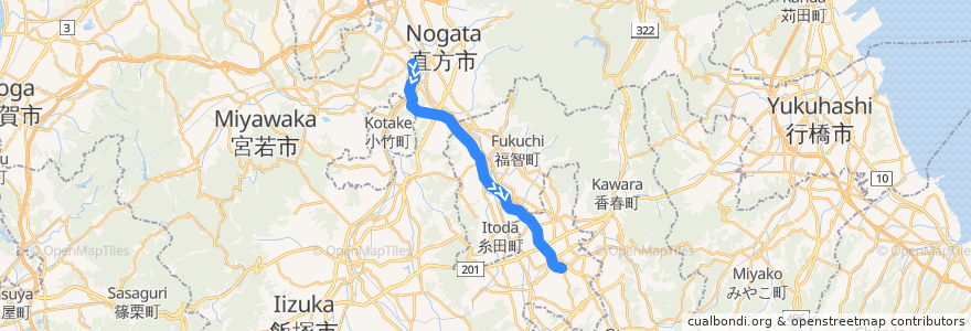 Mapa del recorrido 平成筑豊鉄道伊田線 de la línea  en Фукуока.