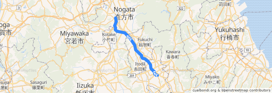 Mapa del recorrido 平成筑豊鉄道伊田線 de la línea  en Фукуока.