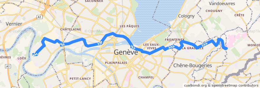 Mapa del recorrido Bus 9: Lignon-Tours → Petit-Bel-Air de la línea  en Genf.