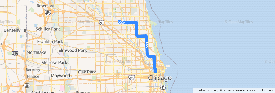 Mapa del recorrido Brown Line to Loop de la línea  en شيكاغو.
