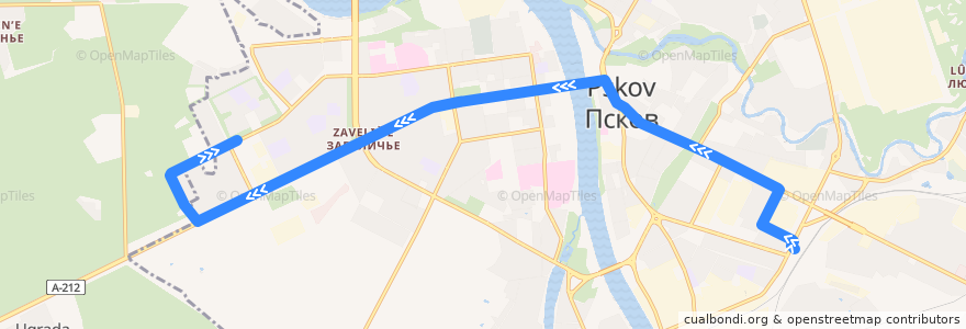 Mapa del recorrido Автобус №17 обратный de la línea  en Pskov.