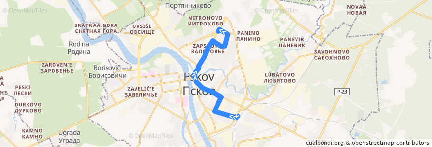 Mapa del recorrido Автобус №11 обратный de la línea  en 普斯科夫.