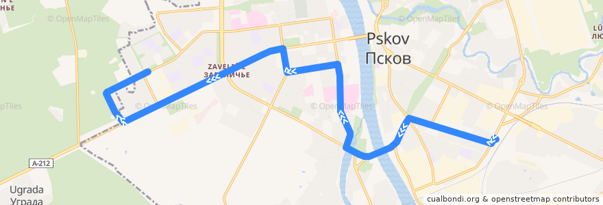 Mapa del recorrido Автобус №2 обратный de la línea  en Pskov.