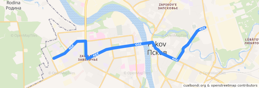 Mapa del recorrido Автобус №3 обратный de la línea  en Pskov.