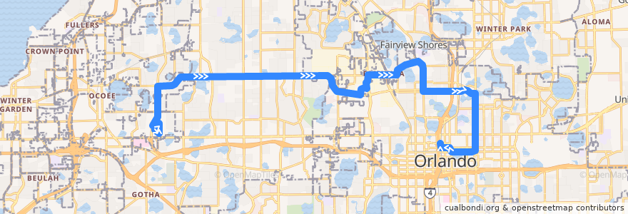 Mapa del recorrido 125 Silver Star Road Crosstown (inbound) de la línea  en オレンジ郡 (フロリダ州).