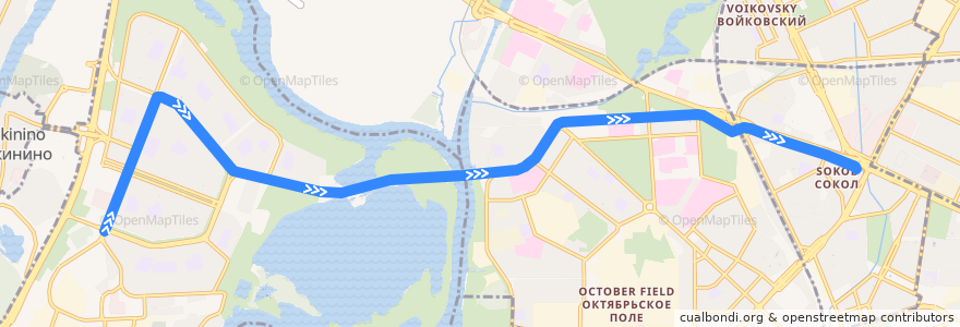 Mapa del recorrido Трамвай 15: Таллинская улица => Метро «Сокол» de la línea  en 西北行政区.