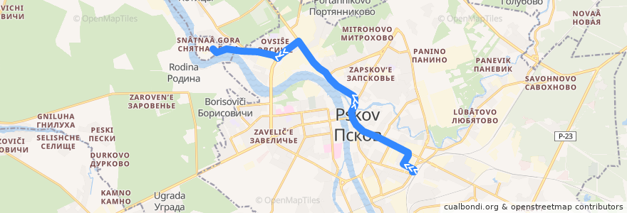 Mapa del recorrido Автобус №1 обратный de la línea  en Pskov.