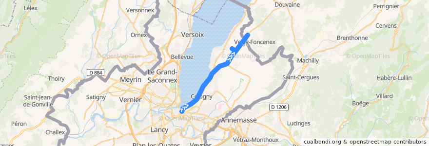 Mapa del recorrido Bus G: Rive → Veigy-Douane de la línea  en 日內瓦.