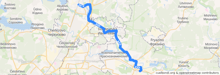Mapa del recorrido Автобус 40: Пушкино (станция Пушкино) => Щёлково (станция Щёлково) de la línea  en Московская область.