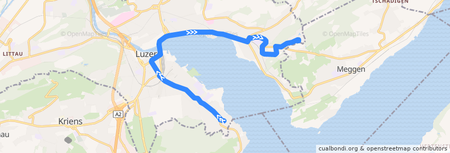 Mapa del recorrido Bus 6: Luzern, Matthof => Luzern, Büttenenhalde de la línea  en Lucerna.