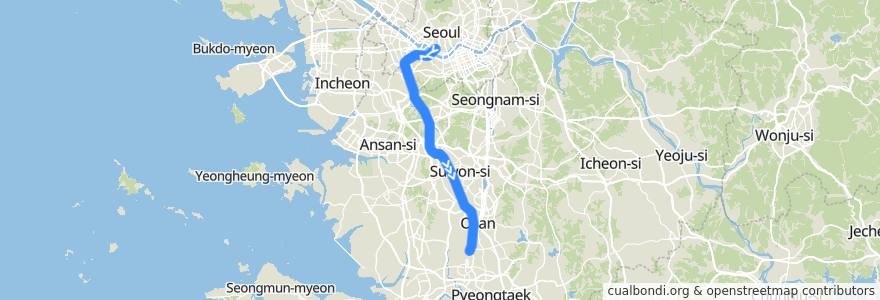 Mapa del recorrido 전라선 무궁화호 (필수정차): 용산 → 여수엑스포 de la línea  en 韩国 / 南韓.