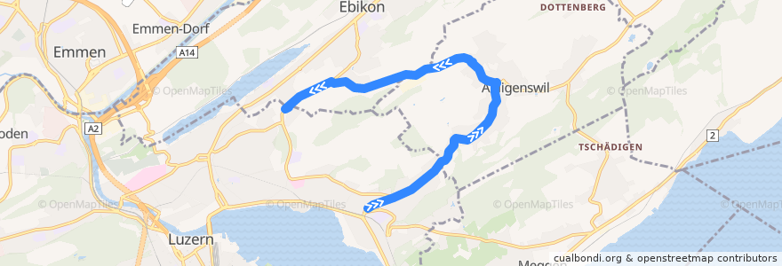 Mapa del recorrido Bus 26: Luzern, Brüelstrasse => Luzern, Unterlöchli de la línea  en Lucerne.