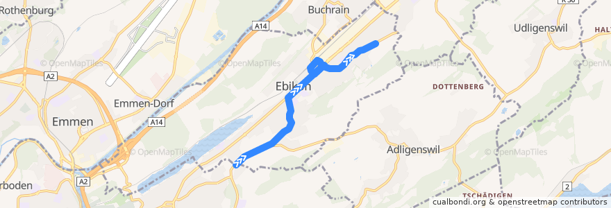 Mapa del recorrido Bus 26: Luzern, Brüelstrasse => Ebikon, Ottigenbühl de la línea  en Lucerne.