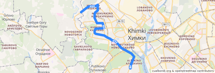 Mapa del recorrido Автобус №268К: метро "Планерная" - Городок ЮРМА de la línea  en Moscow.