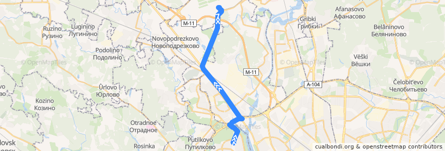 Mapa del recorrido Автобус №817: метро "Планерная" - аэропорт "Шереметьево" de la línea  en Central Federal District.