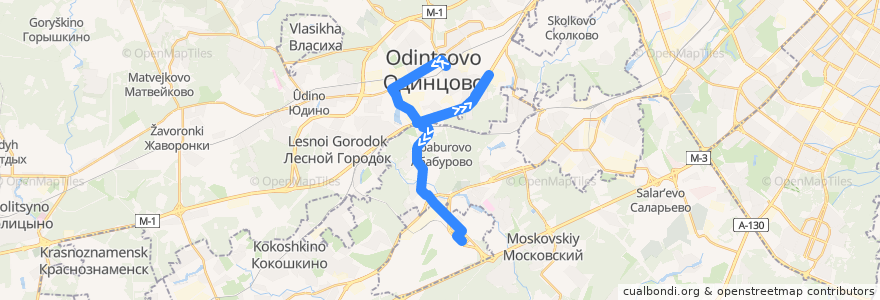 Mapa del recorrido Автобус 1043: Аэропорт Внуково - Одинцово de la línea  en 中央連邦管区.