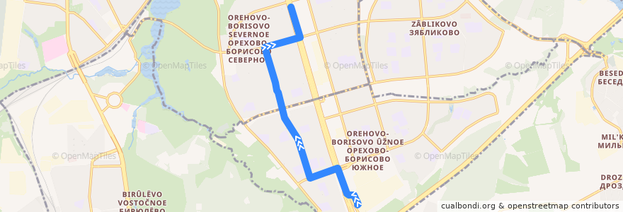 Mapa del recorrido Автобус №766: Каширское шоссе, 148 - 7-й микрорайон Орехова-Борисова de la línea  en Южный административный округ.