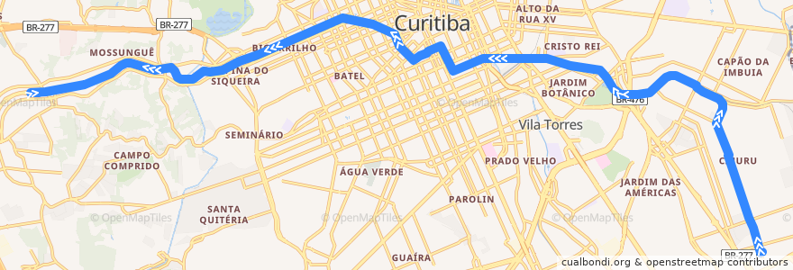 Mapa del recorrido Centenário / Campo Comprido de la línea  en 库里蒂巴.
