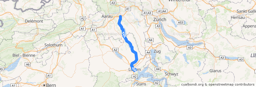Mapa del recorrido S9: Luzern => Lenzburg de la línea  en 스위스.