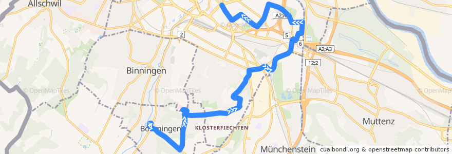 Mapa del recorrido Bus 37: Bottmingen, Schloss => Basel, Aeschenplatz de la línea  en سوئیس.