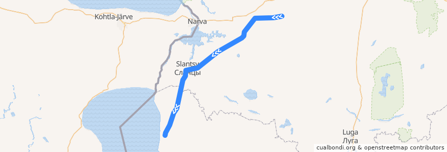 Mapa del recorrido Гдов - Санкт-Петербург de la línea  en Northwestern Federal District.