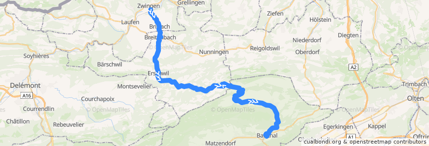 Mapa del recorrido Bus 115: Zwingen, Bahnhof => Balsthal, Bahnhof de la línea  en Soletta.