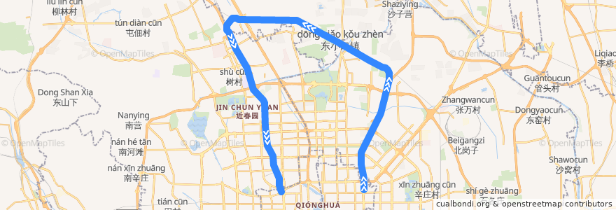 Mapa del recorrido Subway 13: 东直门 => 西直门 de la línea  en Пекин.