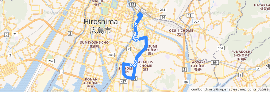 Mapa del recorrido 広島バス31号翠町線 de la línea  en 広島市.