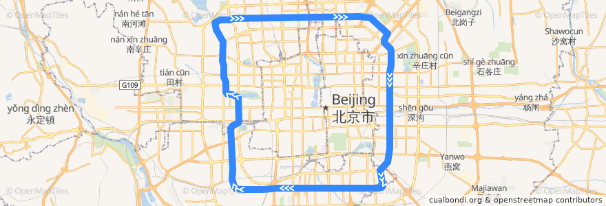 Mapa del recorrido Subway 10: 西局 => 西局 de la línea  en 베이징시.