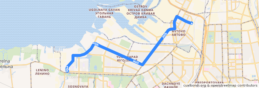 Mapa del recorrido Троллейбус № 41: улица Адмирала Черокова, 59 => улица Васи Алексеева de la línea  en Санкт-Петербург.