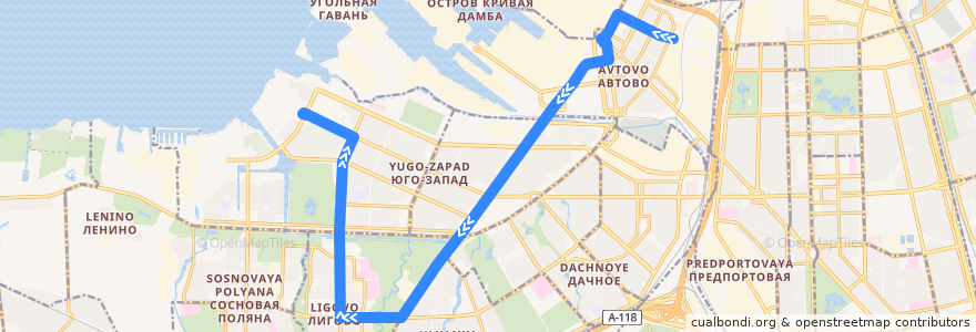 Mapa del recorrido Троллейбус № 48: улица Васи Алексеева => проспект Героев de la línea  en 상트페테르부르크.