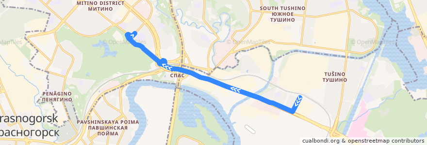 Mapa del recorrido Автобус № 248 Метро "Тушинская" - Цариков переулок de la línea  en Pokrovskoye-Streshnevo District.