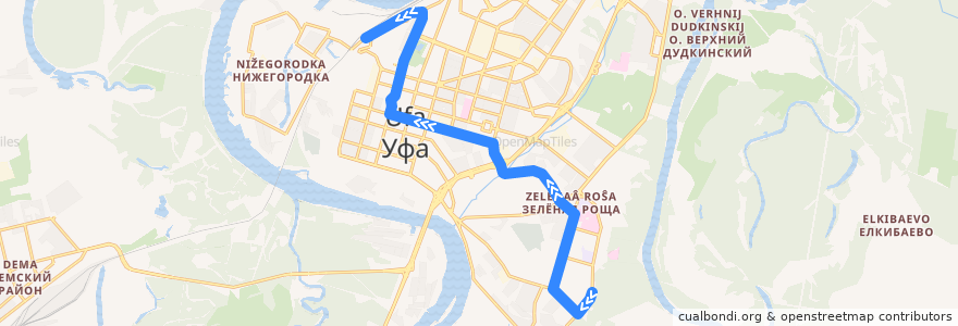 Mapa del recorrido Автобус № 3: Белореченский микрорайон => Дзержинского de la línea  en ウファ管区.