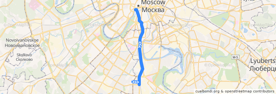 Mapa del recorrido Троллейбус 8: Москворецкий рынок => Кинотеатр «Ударник» de la línea  en Moscú.