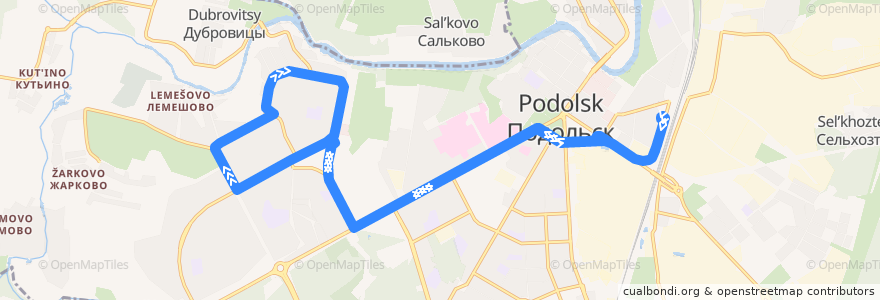 Mapa del recorrido Троллейбус №2: Станция Подольск—Ленинградская улица—Юбилейная площадь de la línea  en городской округ Подольск.