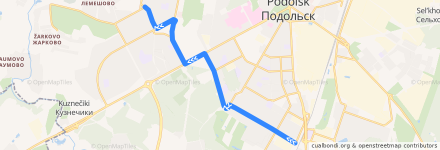 Mapa del recorrido Автобус №5: Платформа Кутузовская - Юбилейная площадь de la línea  en городской округ Подольск.