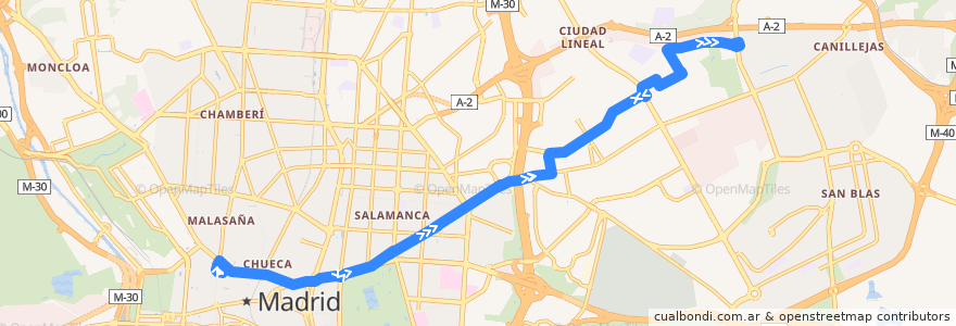 Mapa del recorrido Bus 146: Callao → Los Molinos de la línea  en مادرید.