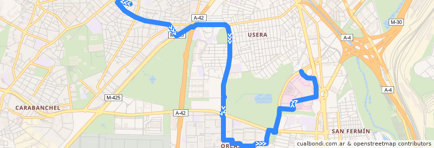 Mapa del recorrido Bus 81: Oporto → Hospital 12 Octubre de la línea  en Madrid.