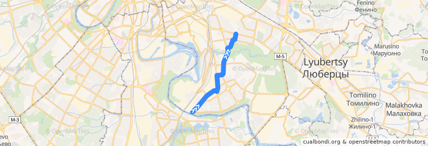 Mapa del recorrido Троллейбус №74: Марьино - Метро "Кузьминки" de la línea  en 东南行政区.