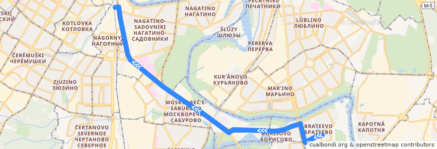 Mapa del recorrido Автобус 742: Метро "Алма-Атинская" - Метро "Нагатинская" de la línea  en 南行政区.