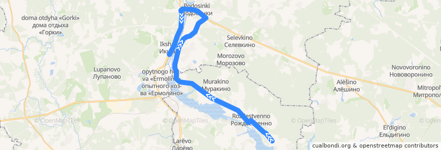 Mapa del recorrido Автобус №47: Долгиниха - Икша de la línea  en Московская область.